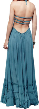 Women’s Boho Maxi Dress | Backless Ruffle Summer Dress