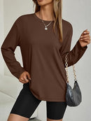 Women’s Oversized Long Sleeve Shirt | Casual Crewneck Top