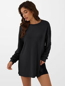 Women’s Oversized Tunic Top | Long Sleeve Side-Slit Shirt