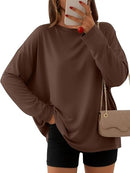Women’s Oversized Long Sleeve Shirt | Casual Crewneck Top
