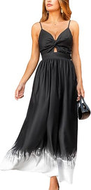 Women’s V-Neck Twisted Maxi Dress | Cutout Backless Summer Dress