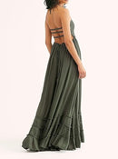 Women’s Boho Backless Maxi Dress | Halter Neck Summer Dress