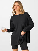Women’s Oversized Tunic Top | Long Sleeve Side-Slit Shirt