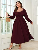 Plus Size Milkmaid Maxi Dress | Long Sleeve Off Shoulder Dress