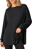 Women’s Oversized Tunic Top | Long Sleeve Side-Slit Shirt