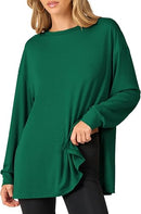 Women’s Oversized Tunic Top | Long Sleeve Side-Slit Shirt