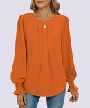 Women’s Smocked Chiffon Blouse | Long Sleeve Tunic Top