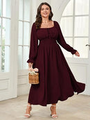 Plus Size Milkmaid Maxi Dress | Long Sleeve Off Shoulder Dress