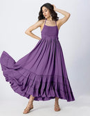 Women’s Halter Neck Tiered Maxi Dress | Backless Beach Dress