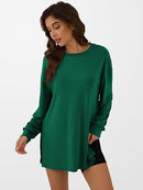 Women’s Oversized Tunic Top | Long Sleeve Side-Slit Shirt