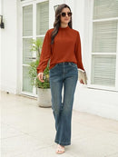 Women’s Mock Neck Chiffon Blouse | Long Sleeve Pleated Top