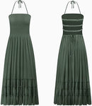 Women’s Boho Backless Maxi Dress | Halter Neck Summer Dress
